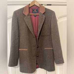 Women's Herringbone Wool-Blend Blazer Jacket in Brown